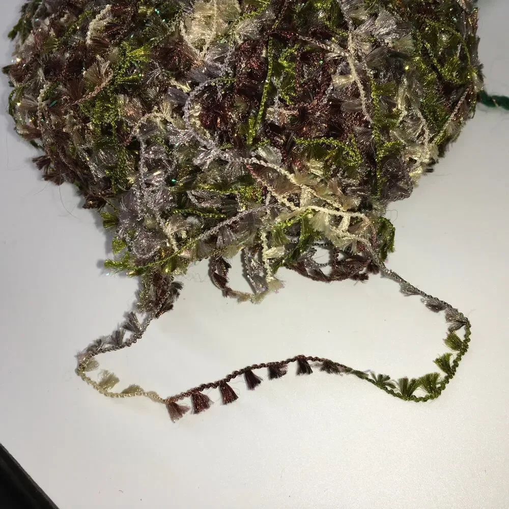 Ironstone Yarn Hot Stuff Yarn Moss *Lot of 5* Eyelash Acrylic Blend Green/Brown